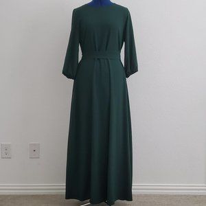 Maxi 3/4 sleeve lightweight fall forest green dress